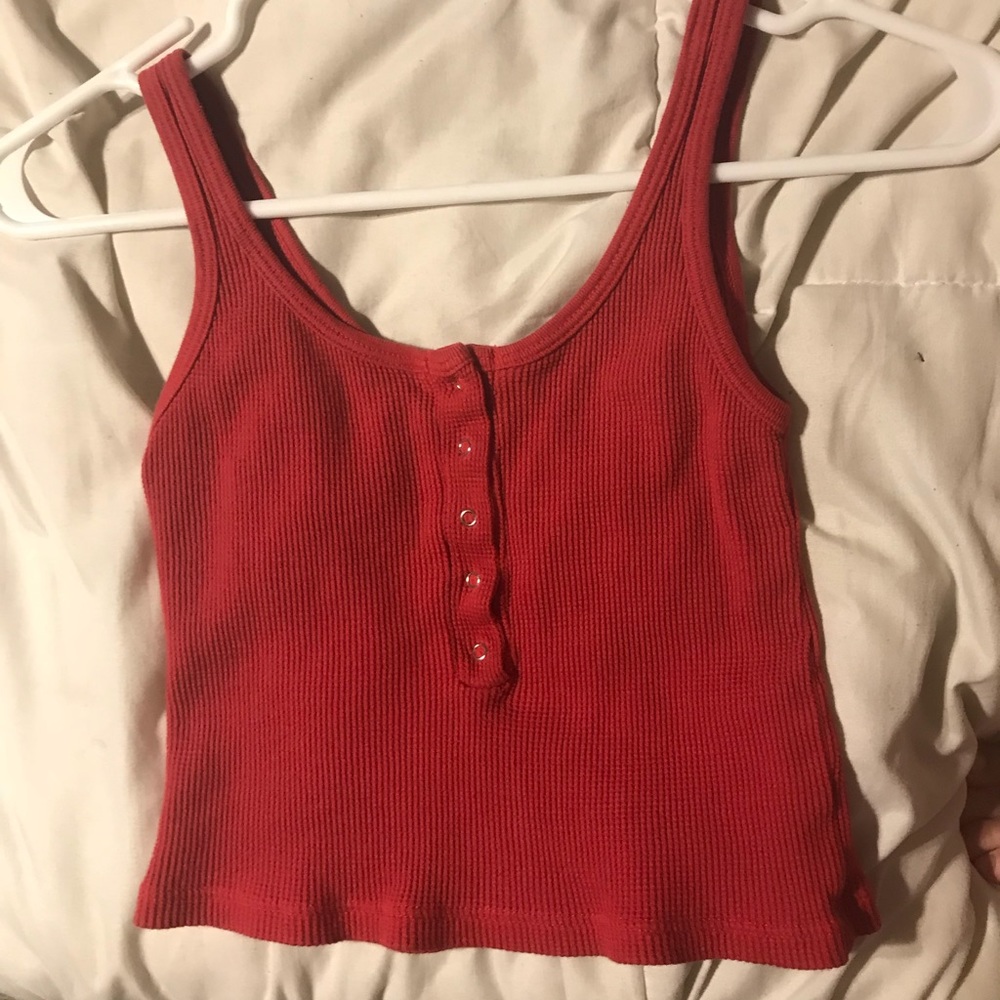 brandy melville button up red crop top